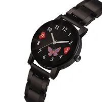 Skyalrk Crystal Glass Butterfly Unique Design Dial Steel Belt Analog Watch - for Girls-thumb1