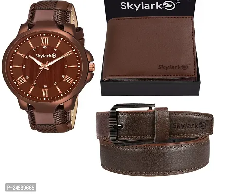 Classy Analog Watches for Men with Wallet and Belt-thumb0