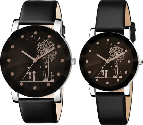 Stylish and Trendy Synthetic Leather Strap Analog Watch for Couples