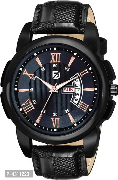 Stylish and Trendy Black Synthetic Leather Strap Analog Watch for Men's