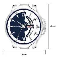 Stylish and Trendy Blue Synthetic Leather Strap Day  Date Analog Watch for Men's-thumb2