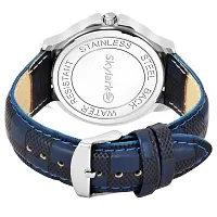 Stylish and Trendy Blue Synthetic Leather Strap Day  Date Analog Watch for Men's-thumb1