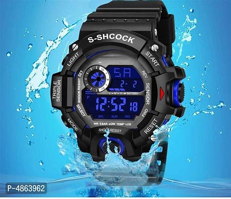 Stylish and Trendy Black Silicone Strap Digital Watch for Men's
