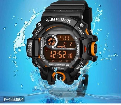 Stylish and Trendy Black Silicone Strap Digital Watch for Men's-thumb0