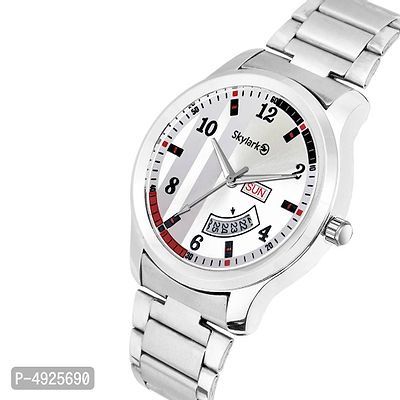 Round Silver Dial Water Resistant Silver Color Stainless Steel Bracelet Watch For Men/Boys Analog Watch-thumb2