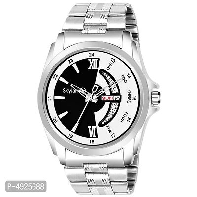Multicolor  Dial Water Resistant Silver Color Stainless Steel Day  Date Function Watch For Men/Boys Analog Watch-thumb0