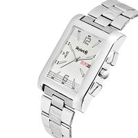 Round Silver Dial Water Resistant Silver Color Stainless Steel Day  Date Function Watch For Men/Boys Analog Watch-thumb1