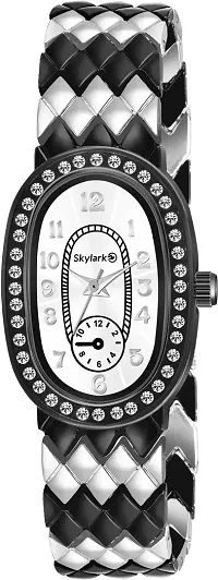 Stylish Analog Diamond Dial Two Tone strap watch for Girls  and Women-thumb1