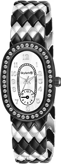 Stylish Analog Diamond Dial Two Tone strap watch for Girls  and Women-thumb2