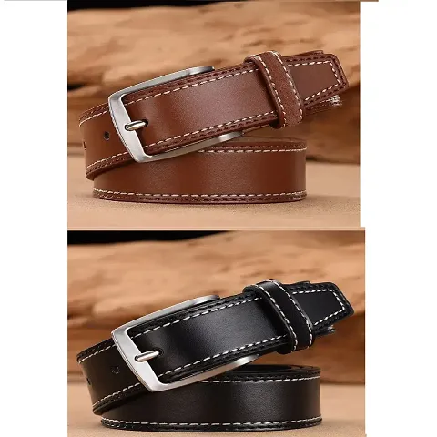 Stylish Artificial Leather Belt for Men Pack Of 2