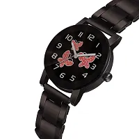 Skyalrk 3D Crystal Glass Butterfly Unique Design Dial Steel Belt Analog Watch - for Girls-thumb1