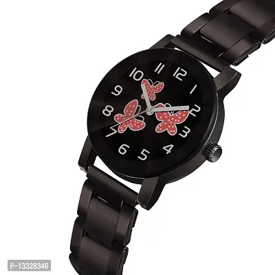 Skyalrk 3D Crystal Glass Butterfly Unique Design Dial Steel Belt Analog Watch - for Girls-thumb2