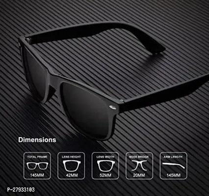 Combo offer Pack of 3 sunglasses Full  Black Trendy Fashion Rectangular combo of full black shades with Black  For- Boys  Girls-thumb2