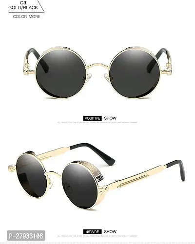 UV Protection Gold Premium Retro Round Sunglasses (Free Size)  For- Boys  Girls-thumb4