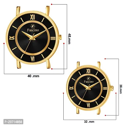 Black Dial  Golden Chain Classy Analog Designer Couple Watch-thumb2