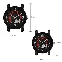 Skylark Black Dial Round Shape Stainless Steel Strap Analog Cute Love Couple Watch for Men and Women - Pack of 2-thumb2