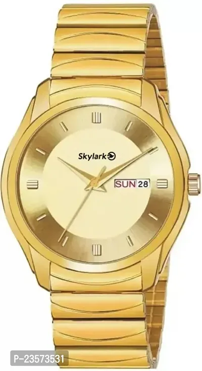 nbsp;Premium Black Dial Original Gold Plated Day  Date Golden Chain Watch for Men