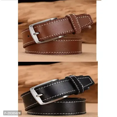 Stylish Artificial Leather Belt for Men Pack Of 2-thumb0