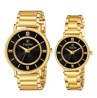 Black Dial  Golden Chain Classy Analog Designer Couple Watch-thumb3