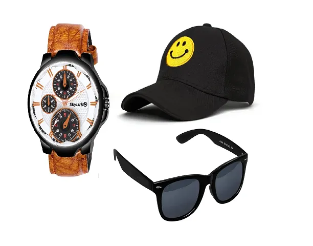 Baseball Cap, Sunglass, Watch Combo for Men Boys