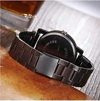 Fastdeals Black Dial Stainless Steel Chrome Plated Men Watches & boy Watch Love Watch Analog Watch - for Men-thumb1