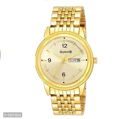 Exclusive Premium Gold Plated Dial Gold Golden Chain Day  Date Functioning Watch for Men-thumb0