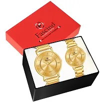 Golden Dial  Golden Chain Classy Analog Designer Couple Watch-thumb2