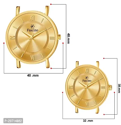 Golden Dial  Golden Chain Classy Analog Designer Couple Watch-thumb2