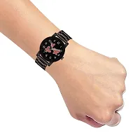 Skyalrk 3D Crystal Glass Butterfly Unique Design Dial Steel Belt Analog Watch - for Girls-thumb3