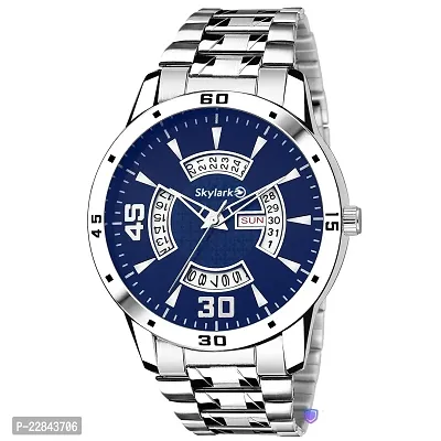 Blue Dial Day  Date Functioning Water Resistant Stainless Steel Bracelet Watch for Men/Boys Analog Watch - For Mennbsp;-thumb0