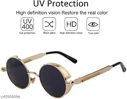 UV Protection Gold Premium Retro Round Sunglasses (Free Size)  For- Boys  Girls-thumb1