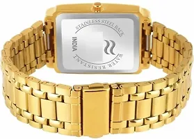 Day  Date Squre Shape Functioning Original Gold Plated Adjustable Chain Watch for Men-thumb1