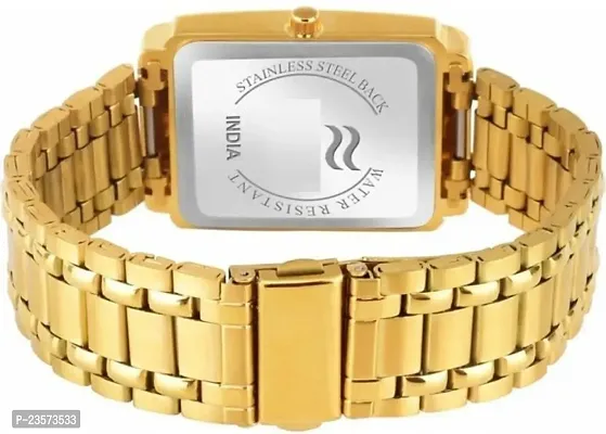 Day  Date Squre Shape Functioning Original Gold Plated Adjustable Chain Watch for Men-thumb2