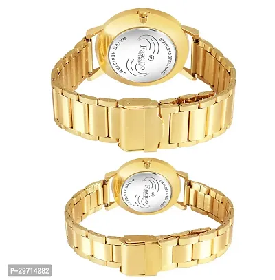 Golden Dial  Golden Chain Classy Analog Designer Couple Watch-thumb4