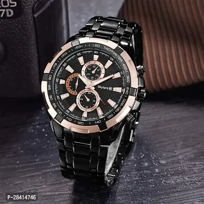 Stylish Black Dial Analog Watch For Men-thumb0