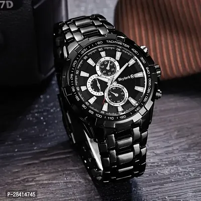 Stylish Black Dial Analog Watch For Men-thumb0