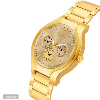 Analog Gold Dial Business Stainless Steel coronagraph style Causal  party wear For men  Boys-thumb2