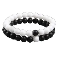 KIAI KART  Black Couples Bracelet His  Hers BFF Gift Gf BF Lover Friend,Bracelet for Women  Men | Fashion White  Black Beads | Couple Bracelets | Accessories Jewellery | Birthday Gift For Wo-thumb1