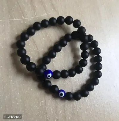 KIAI CART  Black with Evil Eye Couples Bracelet His  Hers BFF Gift Gf BF Lover Friend,Bracelet for Women  Men | Black Beads | Couple Bracelets | Accessories Jewellery | Birthday Gift For