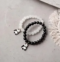 User KIAI KART Panda Black Couples Bracelet His  Hers BFF Gift Gf BF Lover Friend,Bracelet for Women  Men | Fashion White  Black Beads | Couple Bracelets | Accessories Jewellery | Birthday Gift For-thumb1