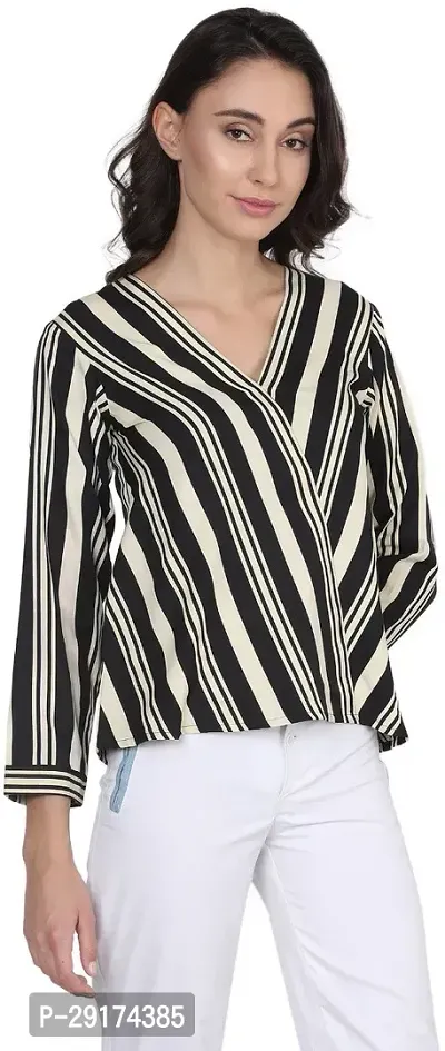 Pyramid Fashions Casual Full Sleeve Striped Women Multicolor Top