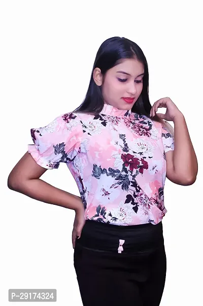 Pyramid Fashions Casual Floral Print Women Multicolor Top-thumb0
