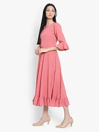 Stylish Pink Crepe Printed A-Line Dress For Women-thumb1