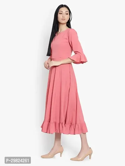 Stylish Pink Crepe Printed A-Line Dress For Women-thumb2