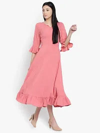 Stylish Pink Crepe Printed A-Line Dress For Women-thumb2