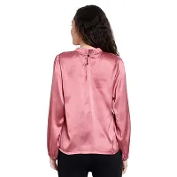 Elegant Pink Satin Solid Regular Length Top For Women-thumb3