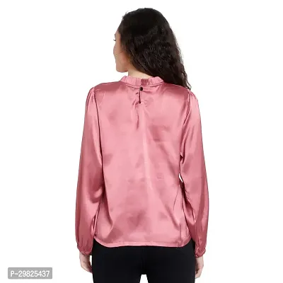 Elegant Pink Satin Solid Regular Length Top For Women-thumb4