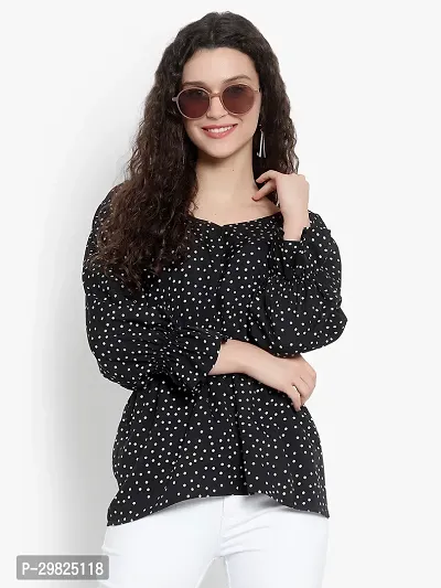 Elegant Black Georgette Printed Regular Length Top For Women-thumb0