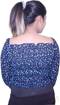 Pyramid Fashion Casual Printed Women Blue Top-thumb1