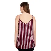 Elegant Red Crepe Striped Regular Length Top For Women-thumb3